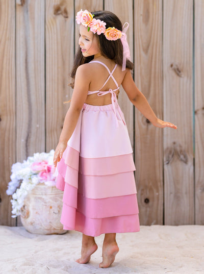 Toddler Spring Outfits | Girls Sleeveless Bubblegum Tiered Dress