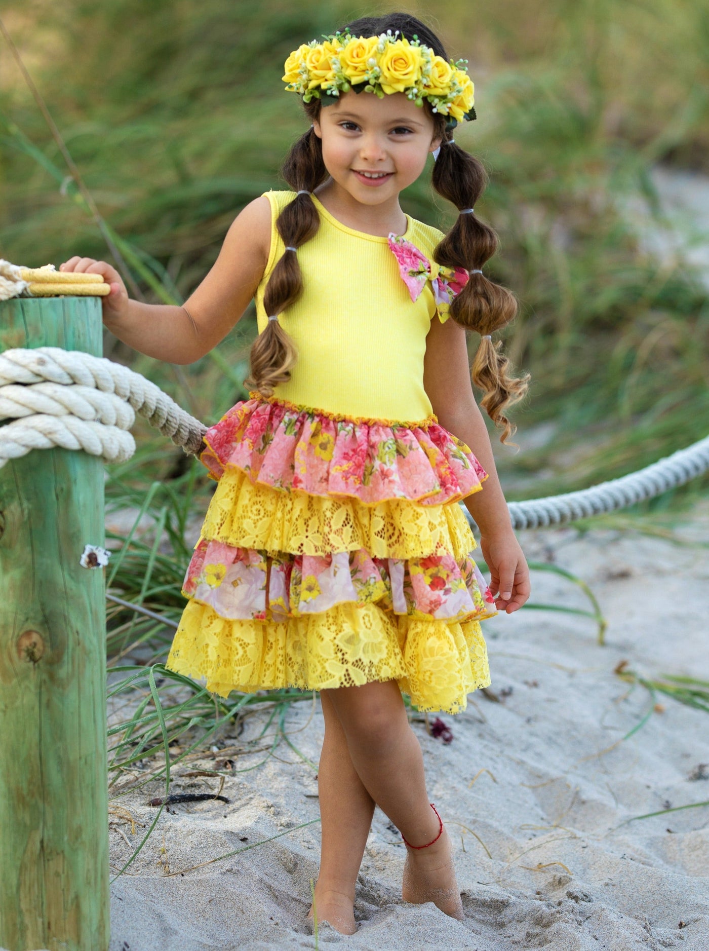 Toddler Spring Dresses | Girls Floral & Lace Tank Tiered Ruffle Dress