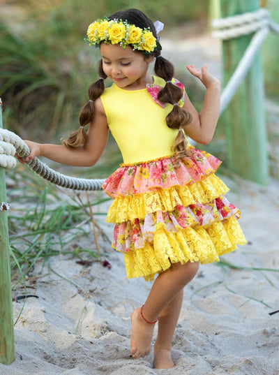 Toddler Spring Dresses | Girls Floral & Lace Tank Tiered Ruffle Dress