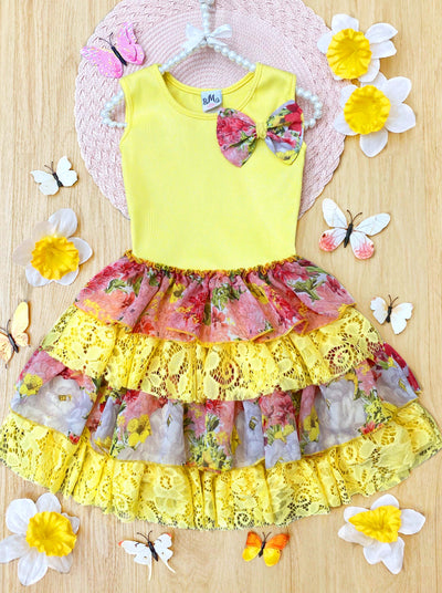 Toddler Spring Dresses | Girls Floral & Lace Tank Tiered Ruffle Dress