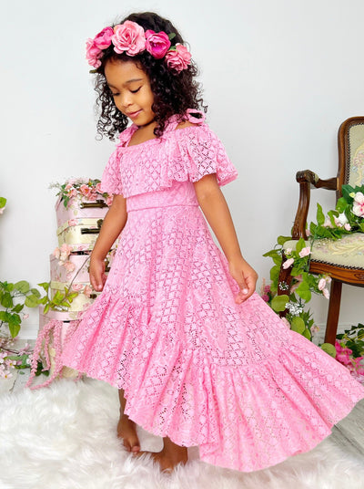 Pretty Like A Peony Cold Shoulder Maxi Sundress - Mia Belle Girls