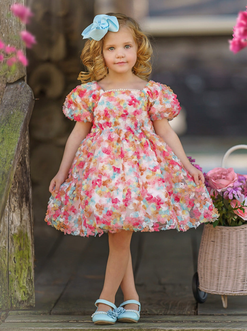 Toddler Girls Pretty Pastel Floral Mini Dressy Dress - Mia Belle Girls