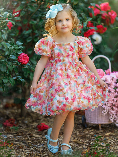 Toddler Girls Pretty Pastel Floral Mini Dressy Dress - Mia Belle Girls