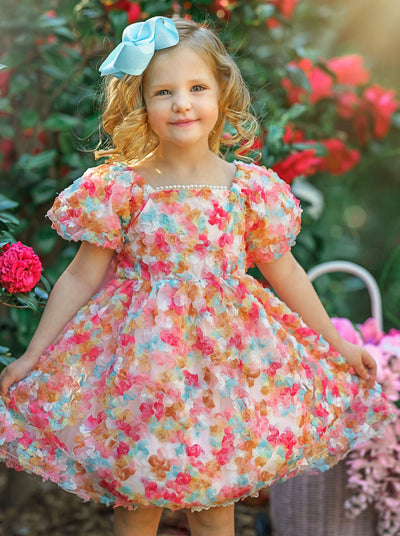 Toddler Girls Pretty Pastel Floral Mini Dressy Dress - Mia Belle Girls