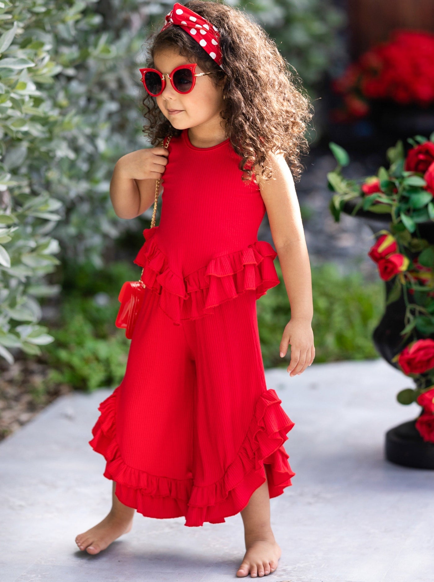 Kids Spring Clothes | Girls Ruffle Hem Top & Matching Palazzo Pants