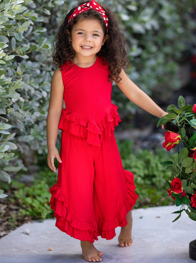 Kids Spring Clothes | Girls Ruffle Hem Top & Matching Palazzo Pants