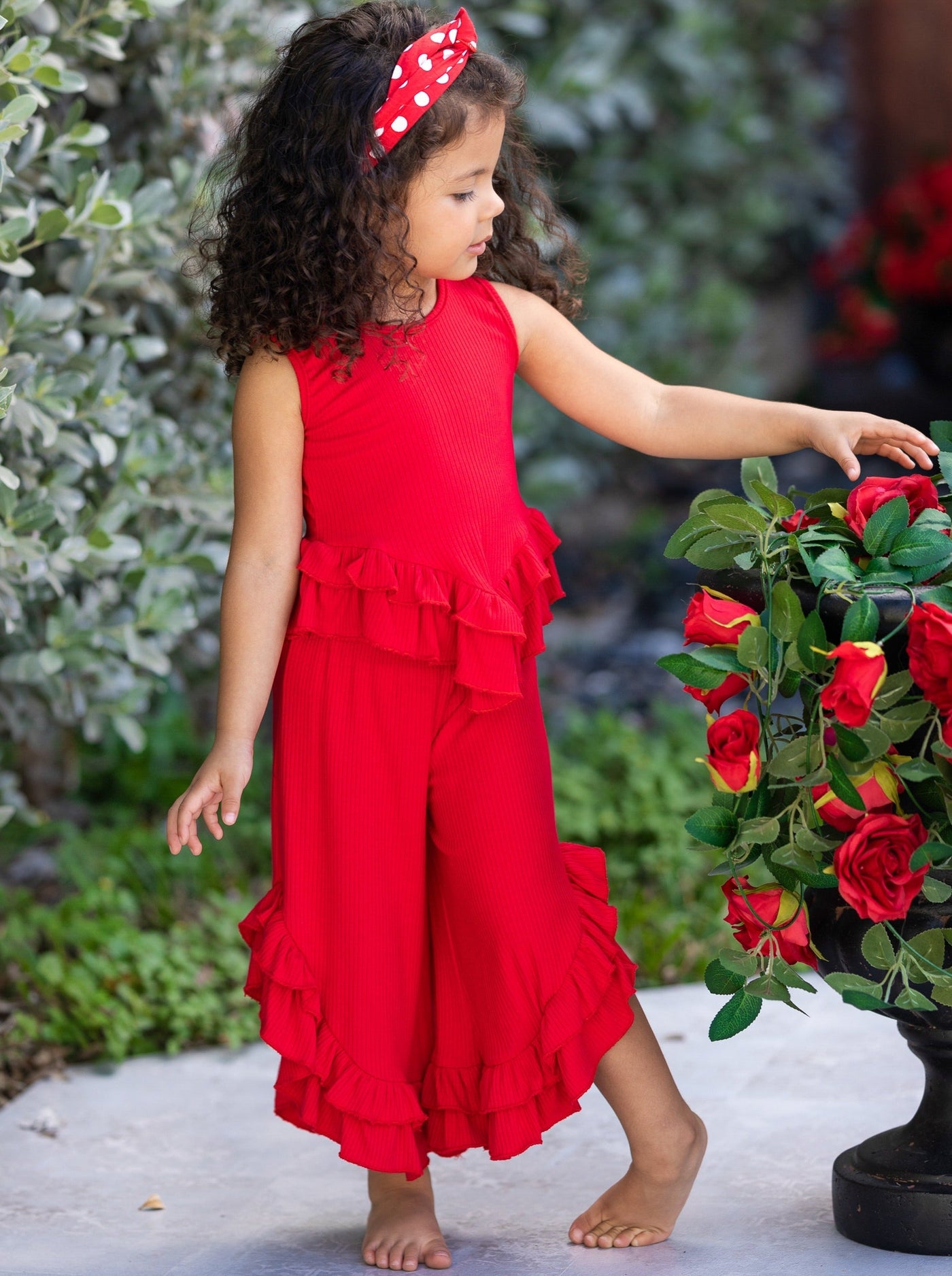 Kids Spring Clothes | Girls Ruffle Hem Top & Matching Palazzo Pants