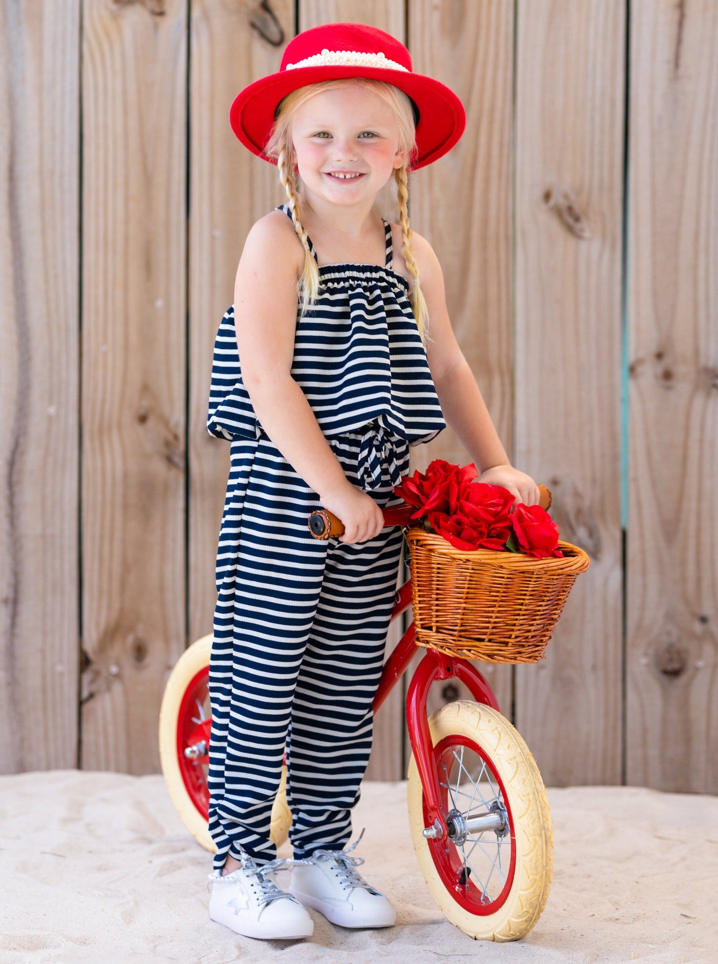 Cute Toddler Outfit | Girls Striped Bubble Top & Drawstring Pants