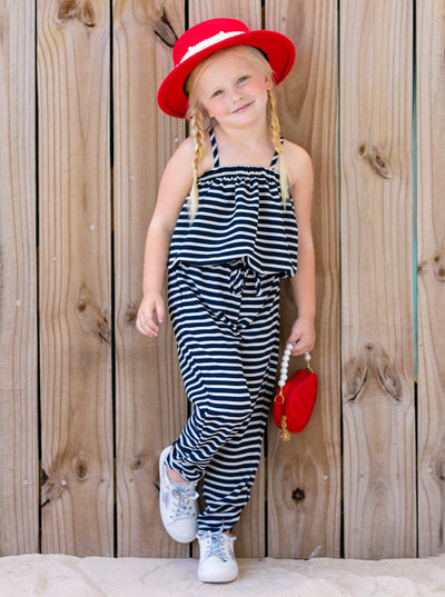 Cute Toddler Outfit | Girls Striped Bubble Top & Drawstring Pants