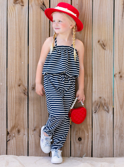 Cute Toddler Outfit | Girls Striped Bubble Top & Drawstring Pants