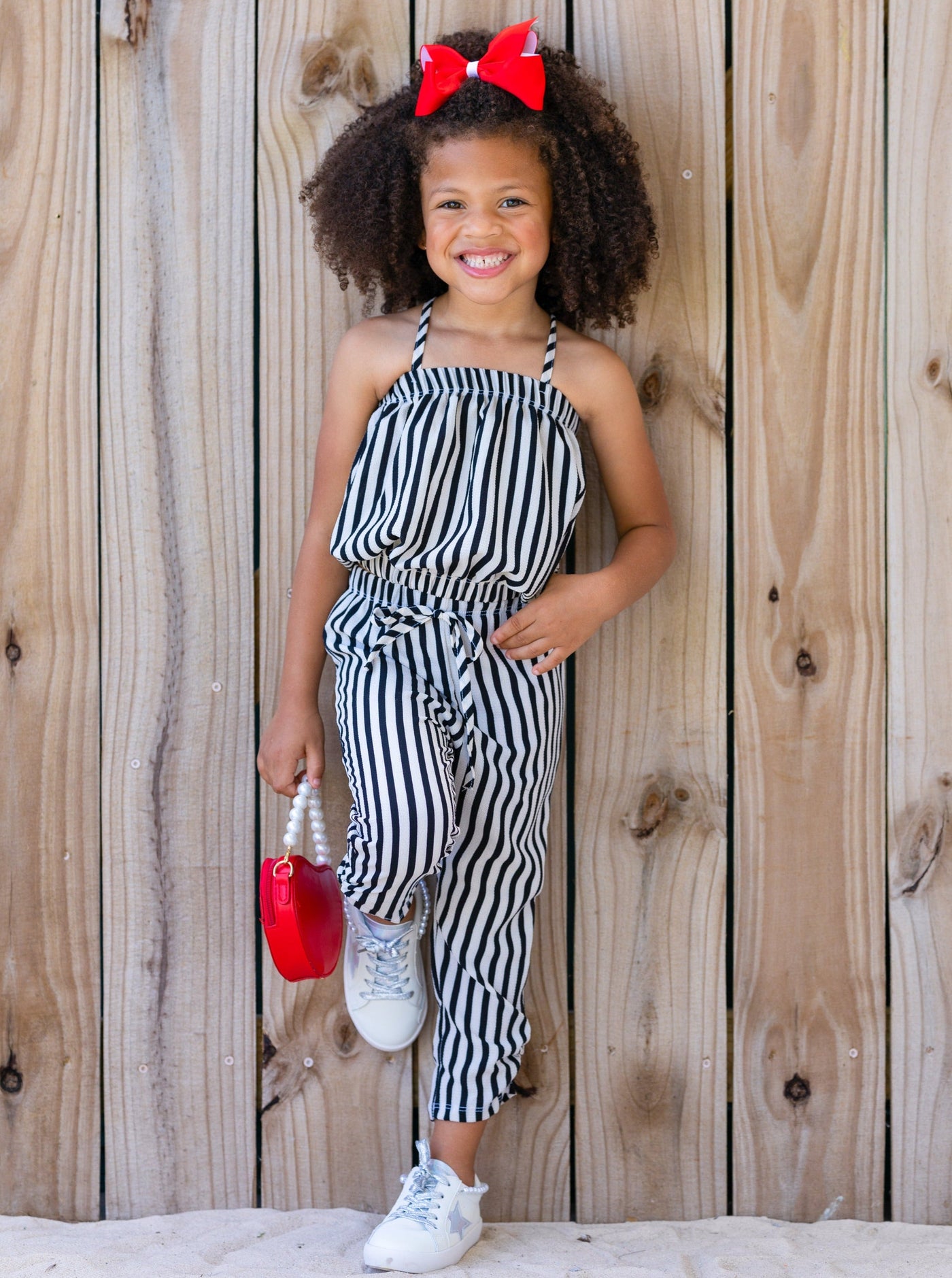 Cute Toddler Outfit | Girls Striped Bubble Top & Drawstring Pants