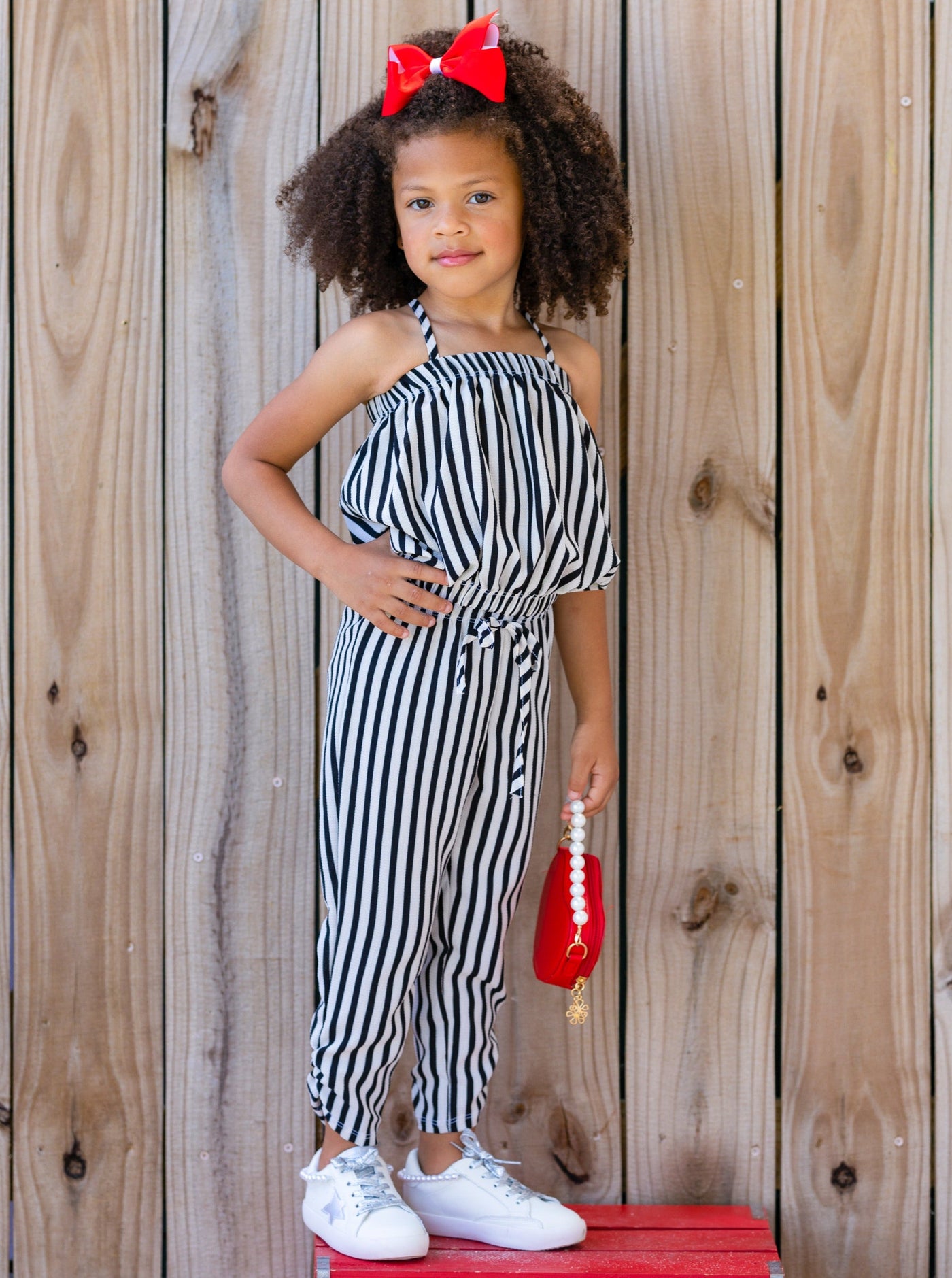 Cute Toddler Outfit | Girls Striped Bubble Top & Drawstring Pants