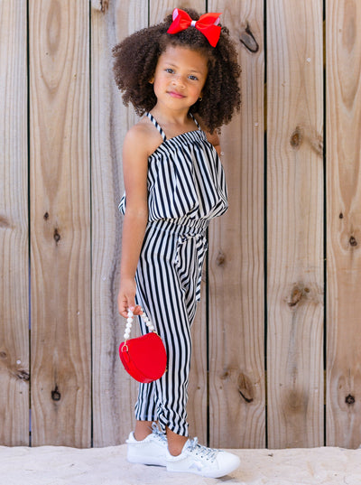 Cute Toddler Outfit | Girls Striped Bubble Top & Drawstring Pants