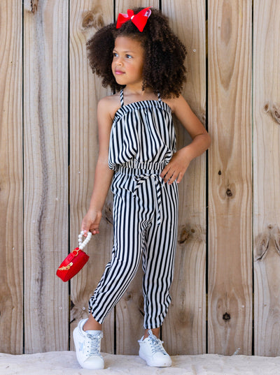 Cute Toddler Outfit | Girls Striped Bubble Top & Drawstring Pants