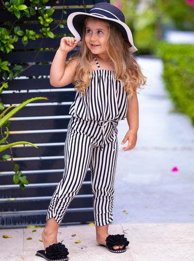Cute Toddler Outfit | Girls Striped Bubble Top & Drawstring Pants