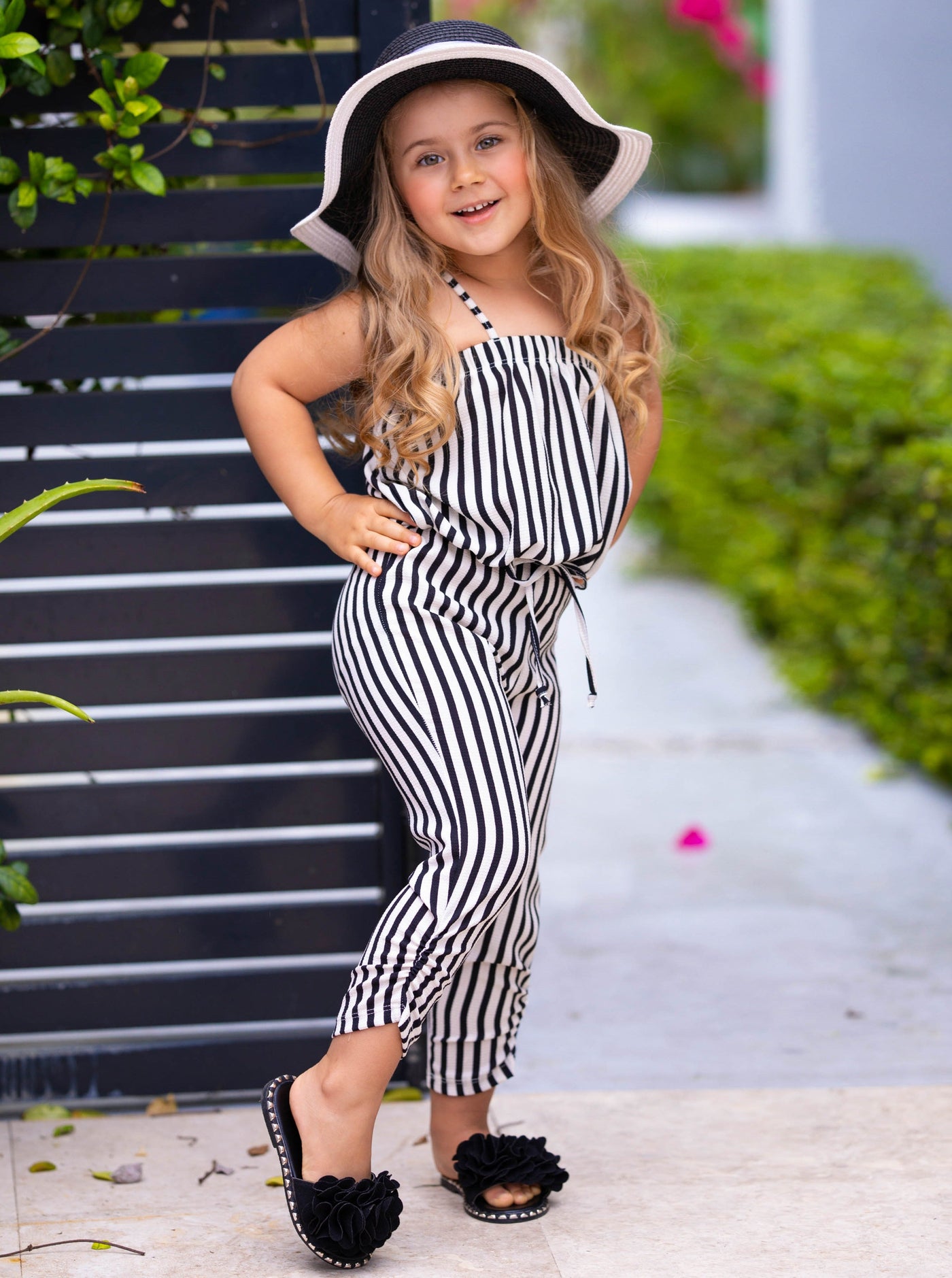 Cute Toddler Outfit | Girls Striped Bubble Top & Drawstring Pants