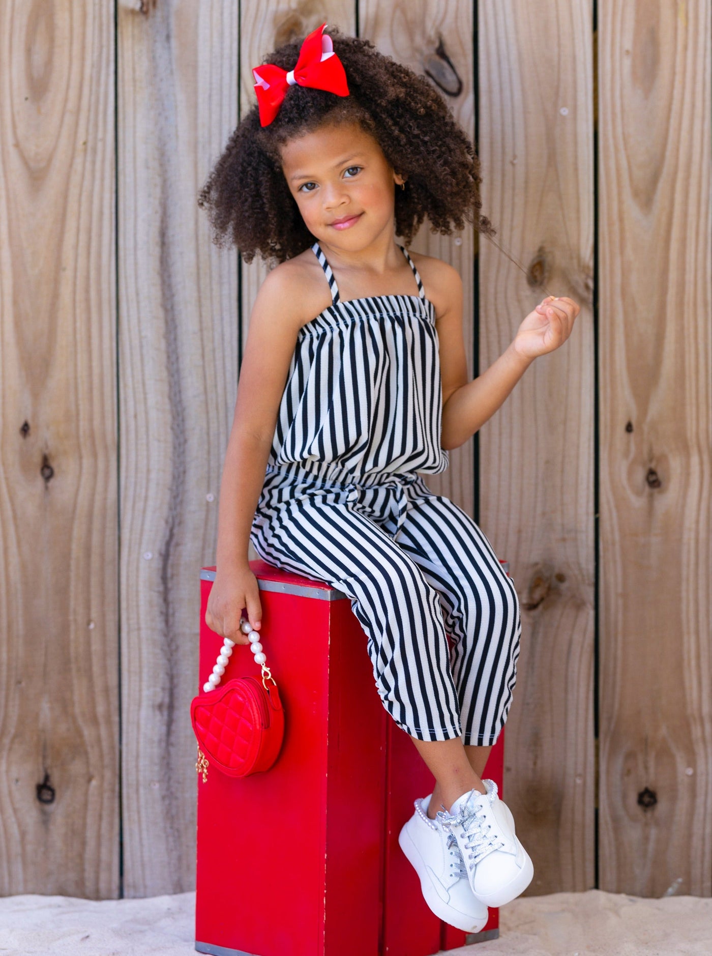 Cute Toddler Outfit | Girls Striped Bubble Top & Drawstring Pants