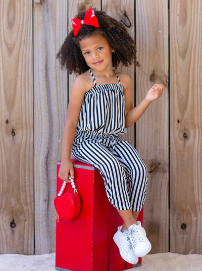 Cute Toddler Outfit | Girls Striped Bubble Top & Drawstring Pants