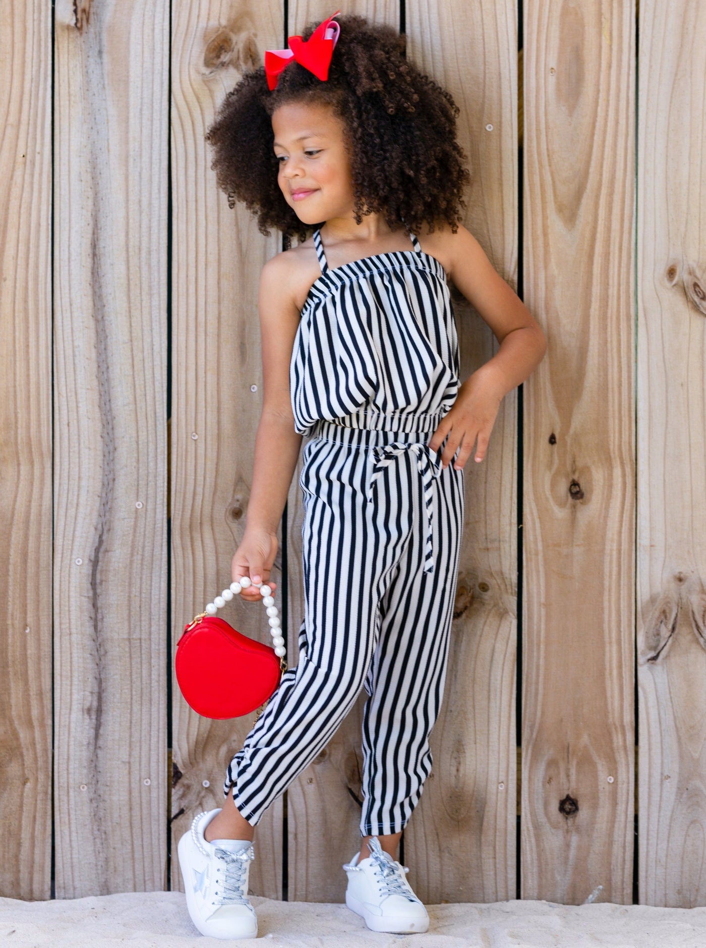 Cute Toddler Outfit | Girls Striped Bubble Top & Drawstring Pants