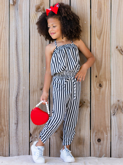 Cute Toddler Outfit | Girls Striped Bubble Top & Drawstring Pants