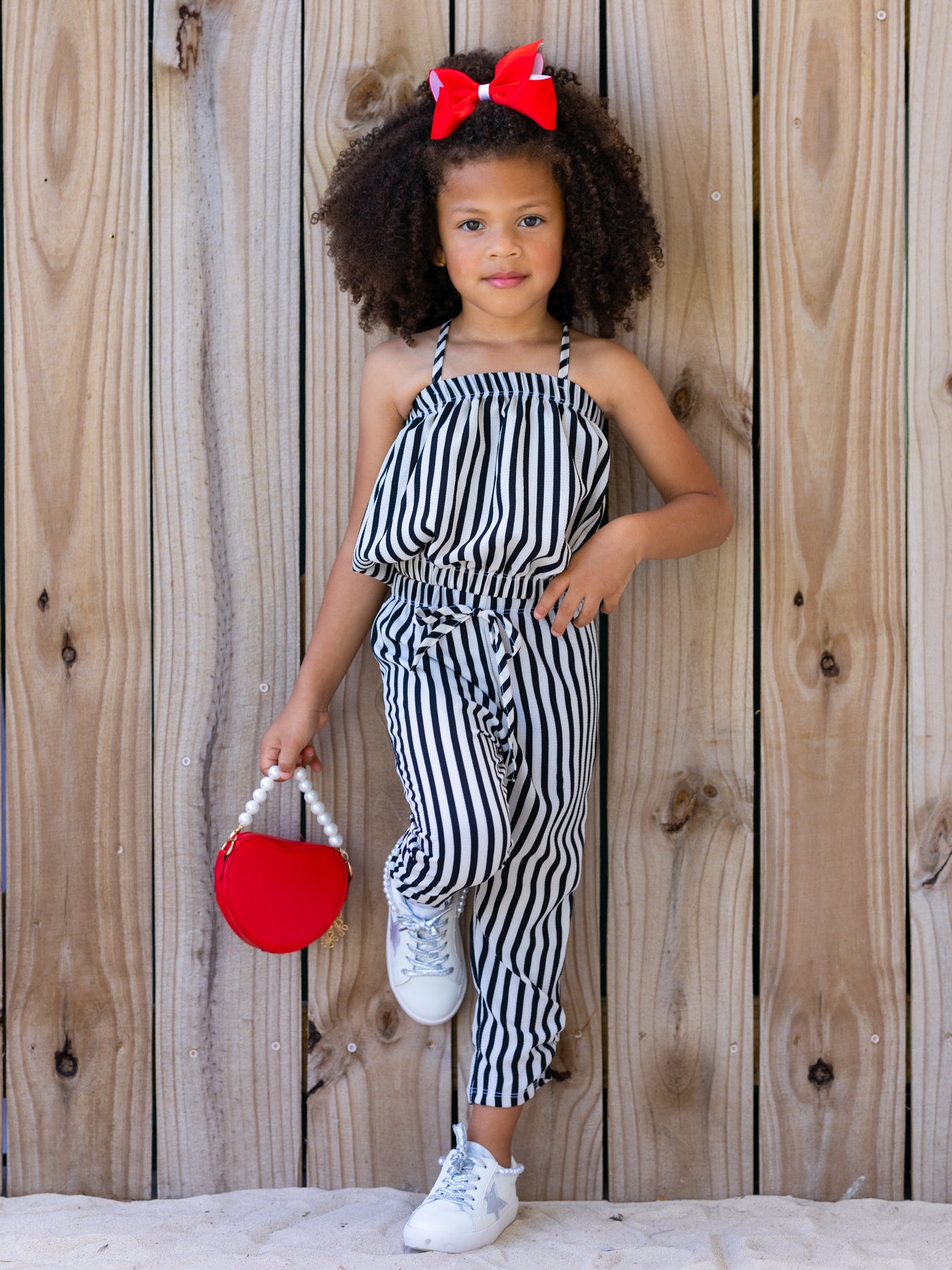 Cute Toddler Outfit | Girls Striped Bubble Top & Drawstring Pants