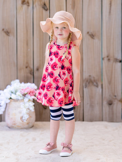 Fancy Floral Striped Legging Set