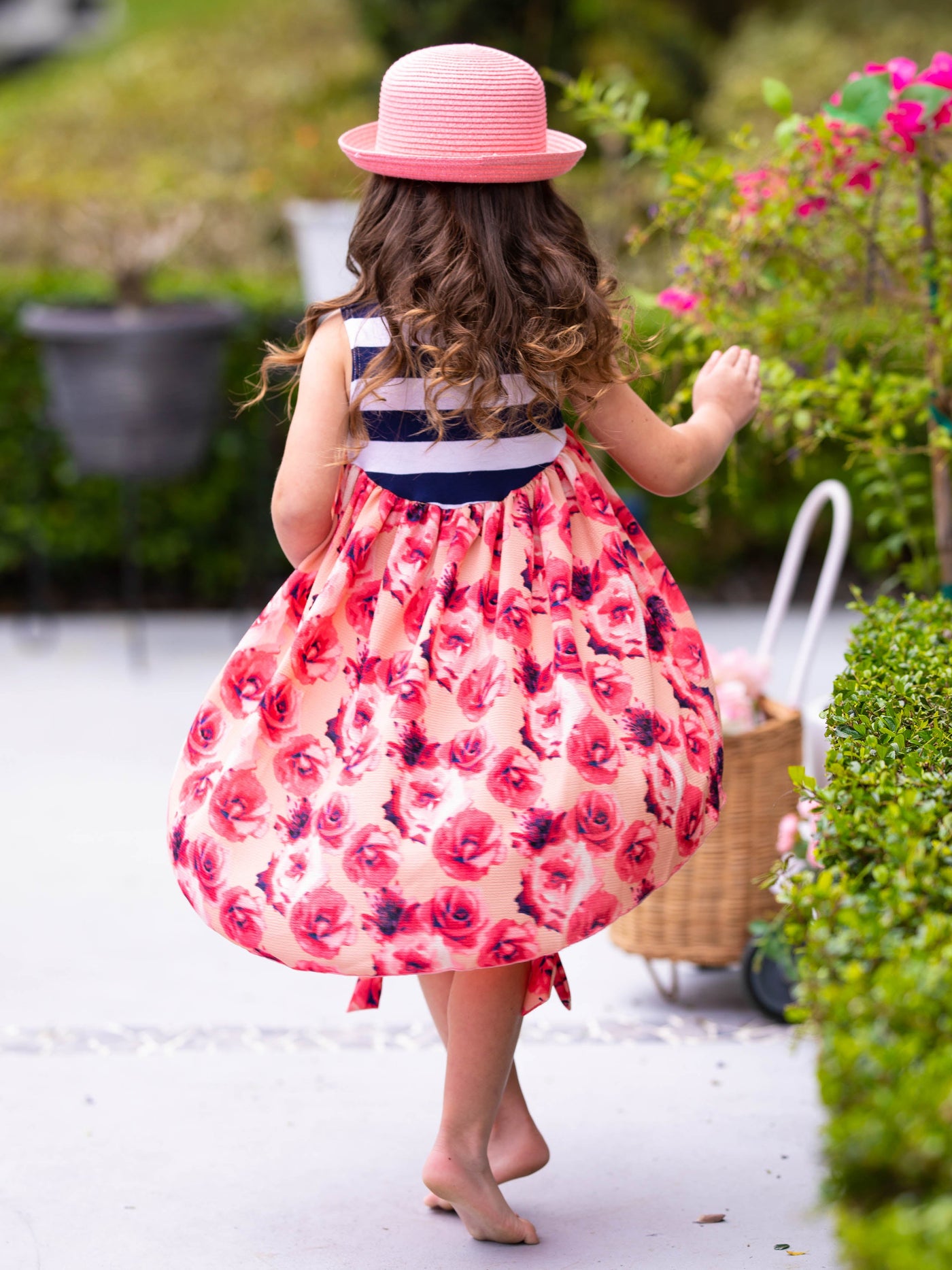 Cute Toddler Outfit | Girls Striped Roses Hi-Lo Tunic & Legging Set