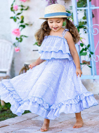 Cute Toddler Outfit | Girls Double Ruffle Cami Top & Maxi Skirt Set