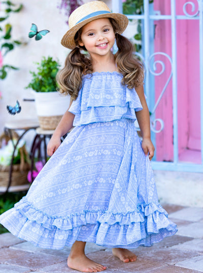 Cute Toddler Outfit | Girls Double Ruffle Cami Top & Maxi Skirt Set