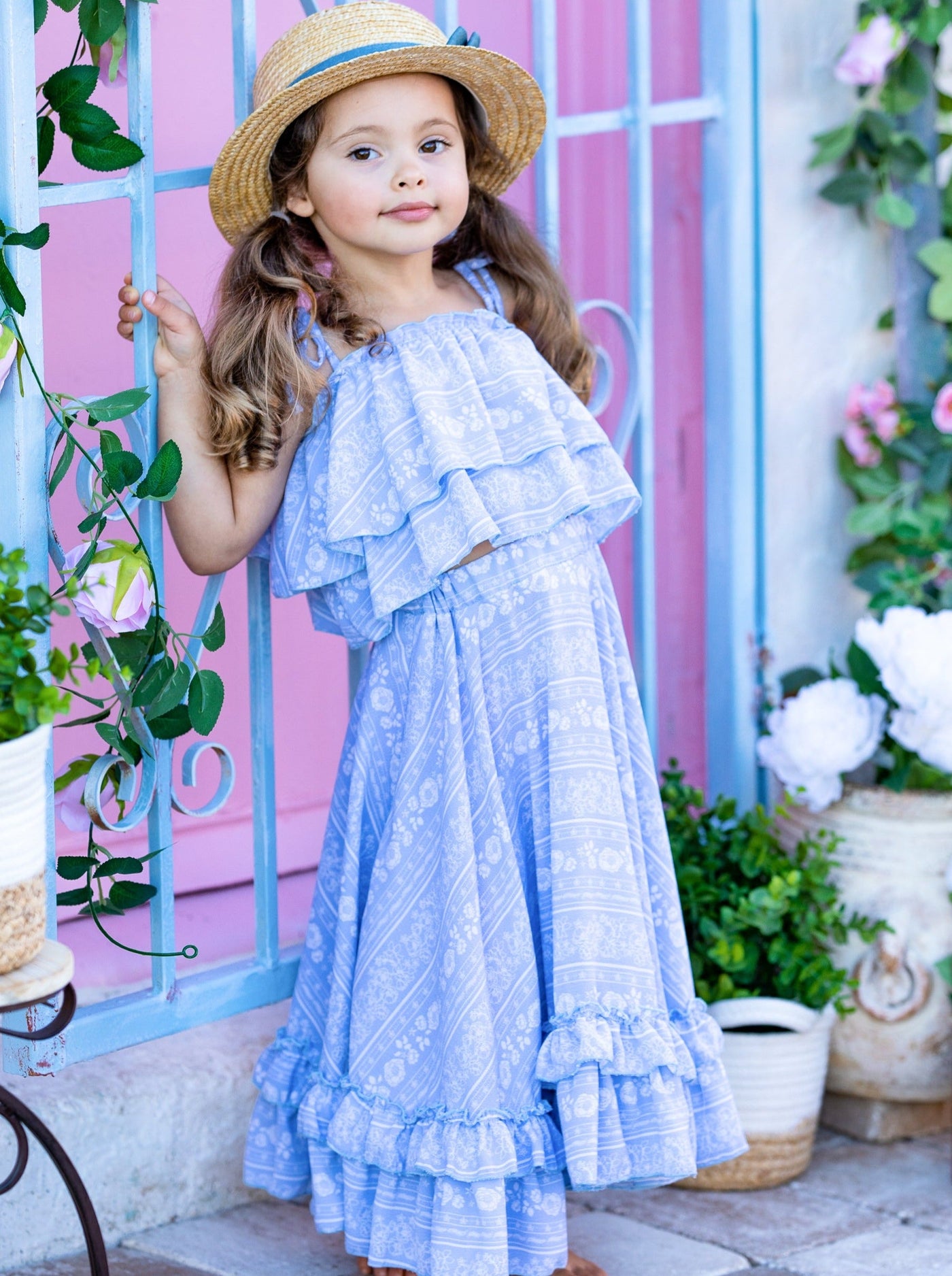 Cute Toddler Outfit | Girls Double Ruffle Cami Top & Maxi Skirt Set