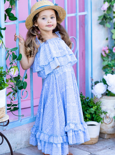 Cute Toddler Outfit | Girls Double Ruffle Cami Top & Maxi Skirt Set