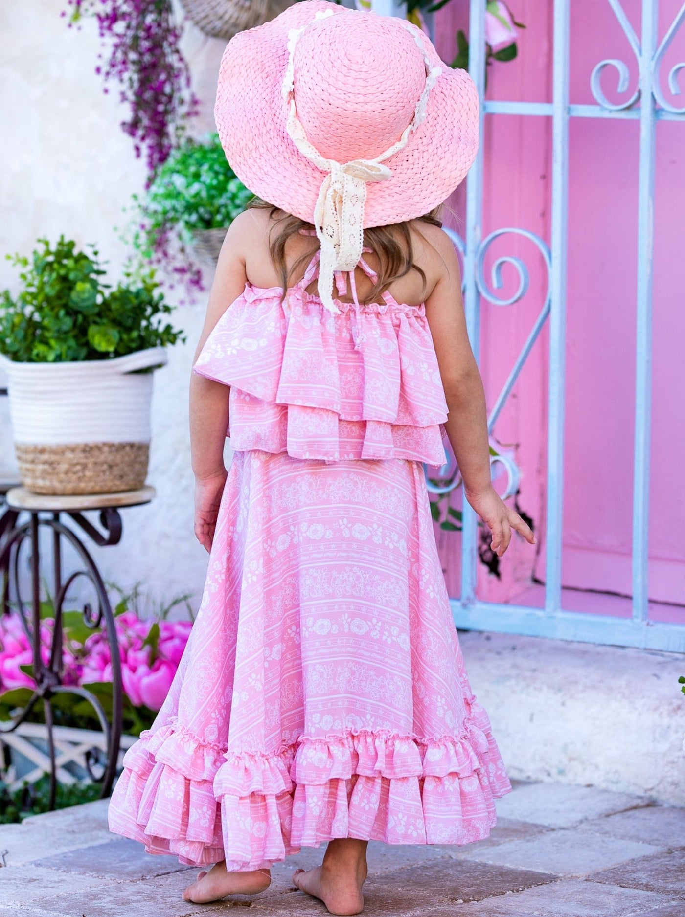 Cute Toddler Outfit | Girls Double Ruffle Cami Top & Maxi Skirt Set