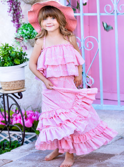 Cute Toddler Outfit | Girls Double Ruffle Cami Top & Maxi Skirt Set