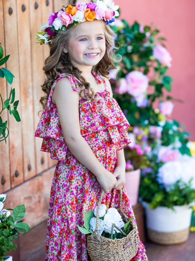 Girls Flower Fairy Ruffle Cami Top and Maxi Skirt Set