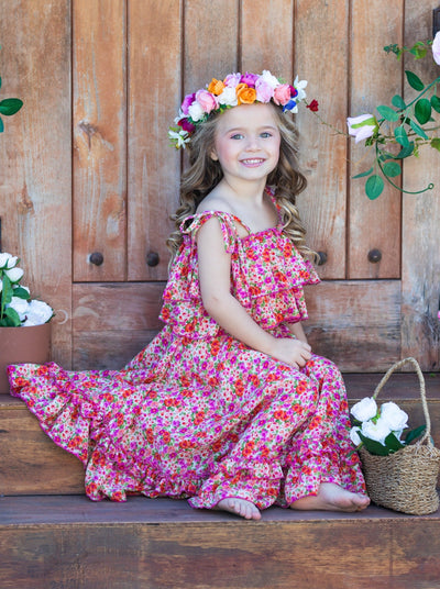 Girls Flower Fairy Ruffle Cami Top and Maxi Skirt Set