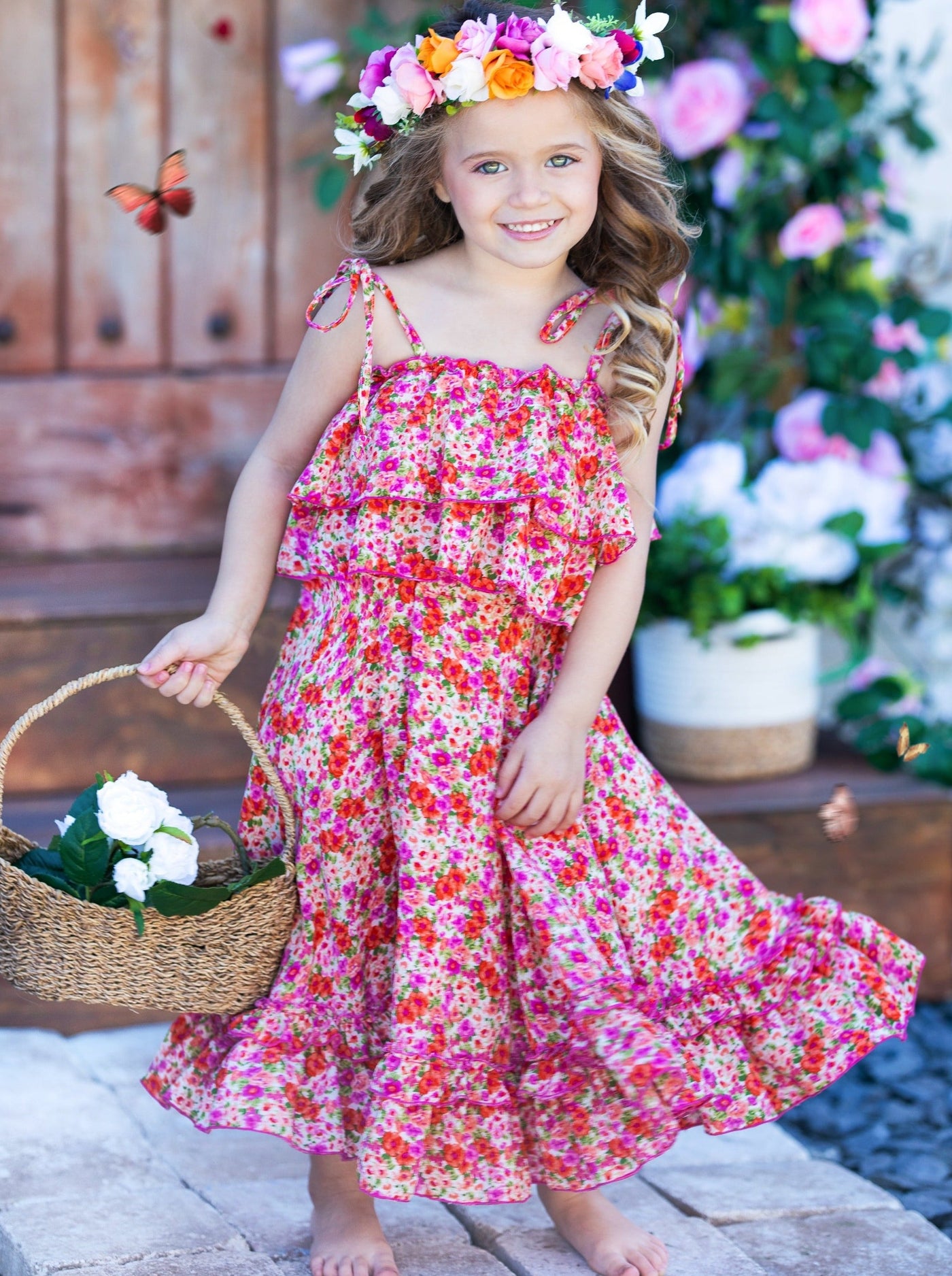 Girls Flower Fairy Ruffle Cami Top and Maxi Skirt Set