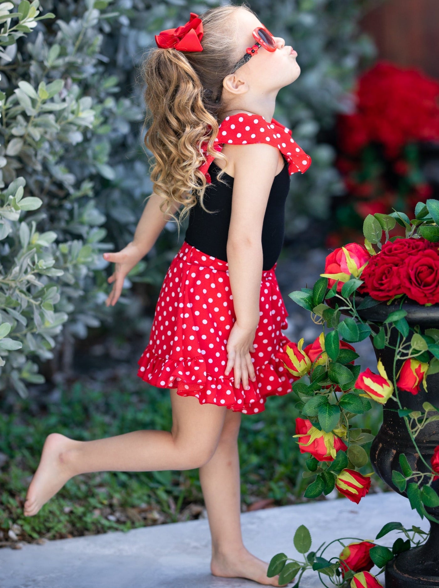 Girls Spring Outfits | Toddler Polka Dot Top & Ruffle Wrap Skirt Set