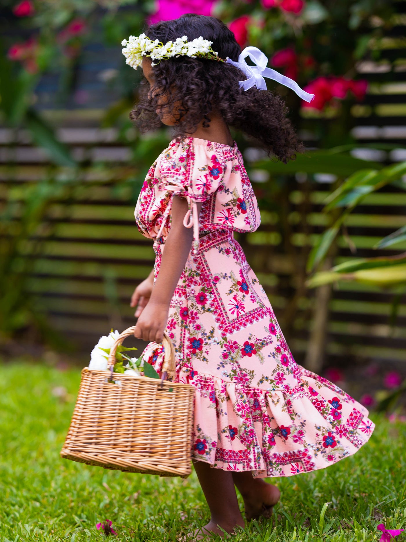 Cute Spring Outfits | Girls Floral Patchwork Top & Hi-Lo Skirt Set