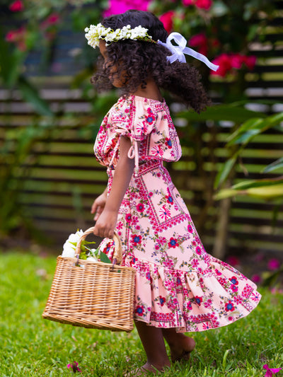 Cute Spring Outfits | Girls Floral Patchwork Top & Hi-Lo Skirt Set