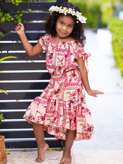 Cute Spring Outfits | Girls Floral Patchwork Top & Hi-Lo Skirt Set