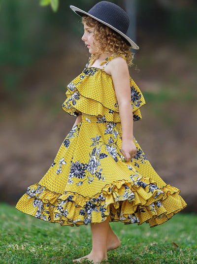 Toddler Spring Outfits | Girls Floral Ruffle Cami Top & Maxi Skirt Set