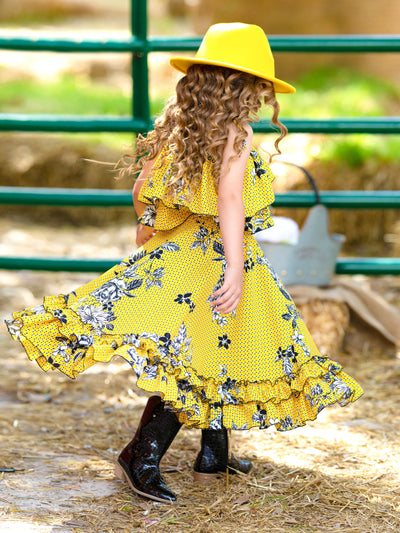 Toddler Spring Outfits | Girls Floral Ruffle Cami Top & Maxi Skirt Set