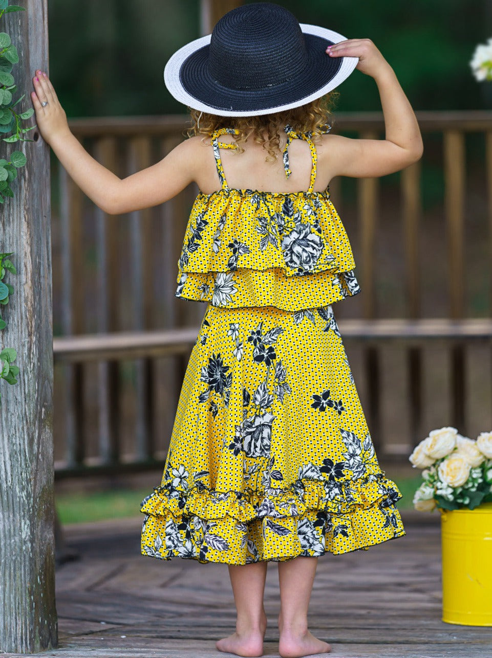 Toddler Spring Outfits | Girls Floral Ruffle Cami Top & Maxi Skirt Set