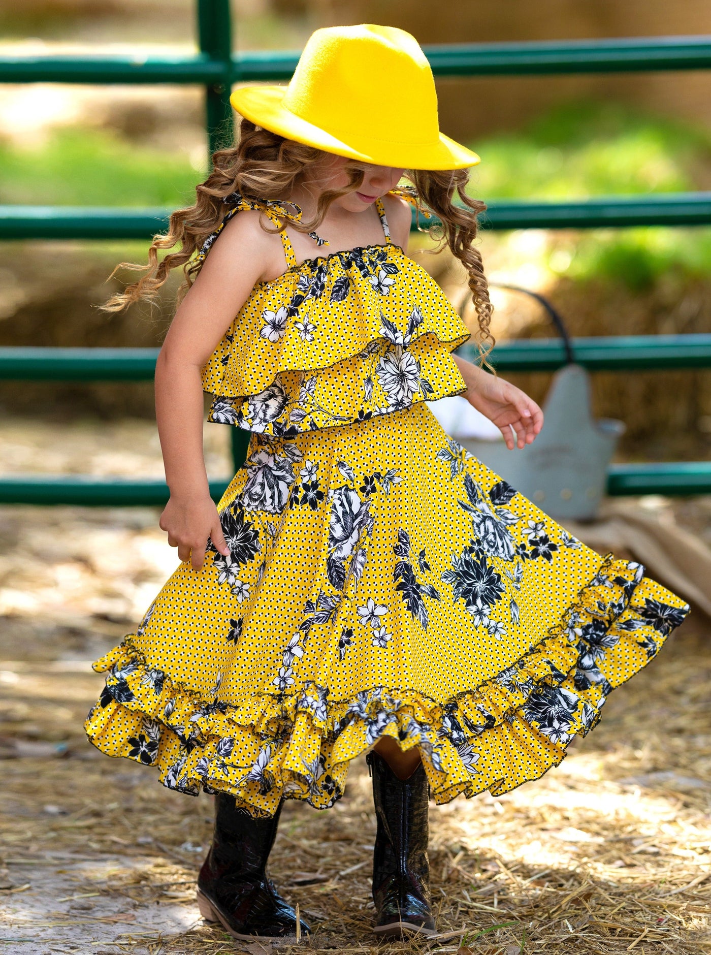 Toddler Spring Outfits | Girls Floral Ruffle Cami Top & Maxi Skirt Set