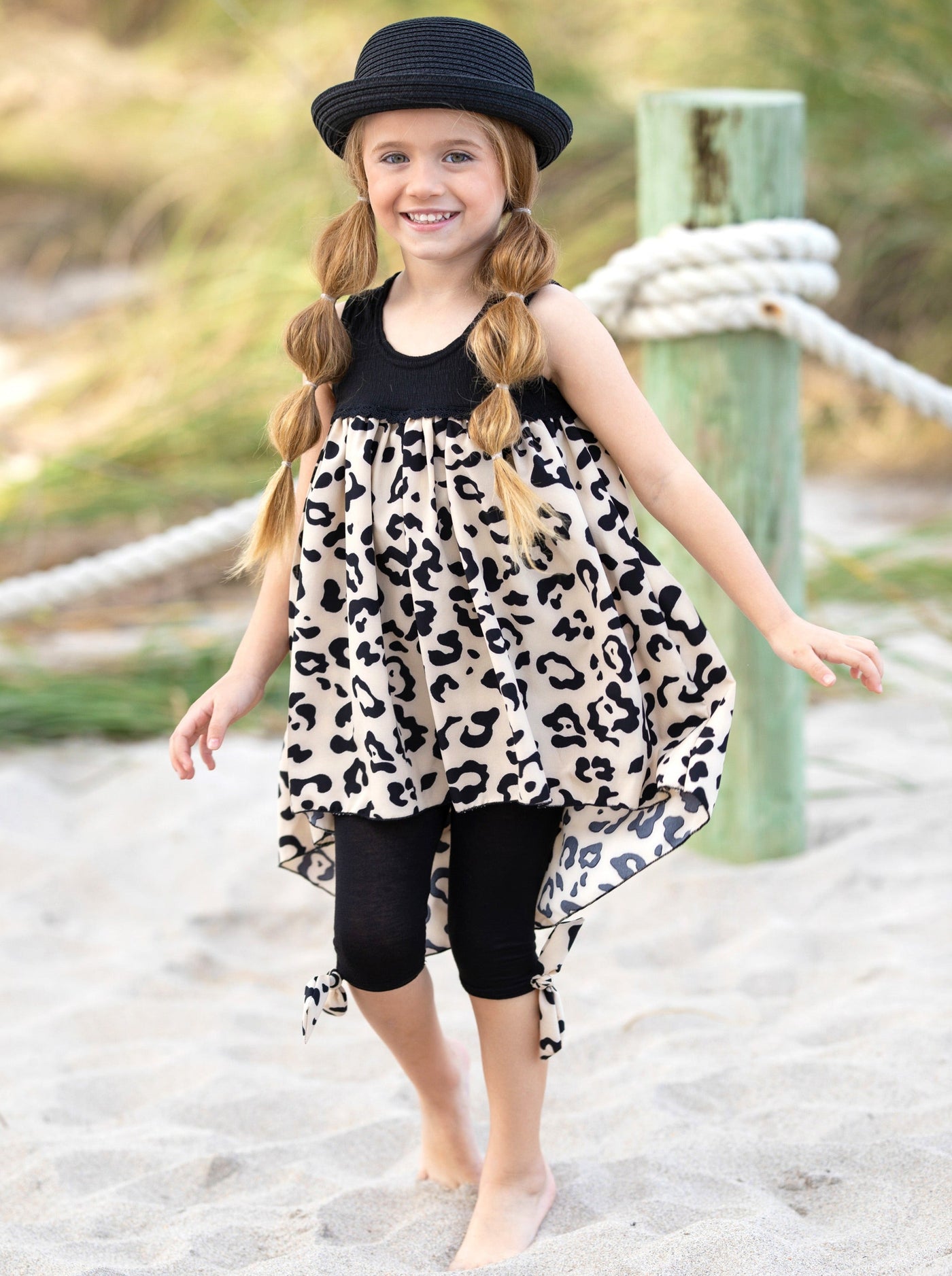 Toddler Spring Outfits | Tank Leopard Print Hi-Lo Tunic & Legging Set