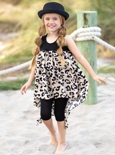 Toddler Spring Outfits | Tank Leopard Print Hi-Lo Tunic & Legging Set