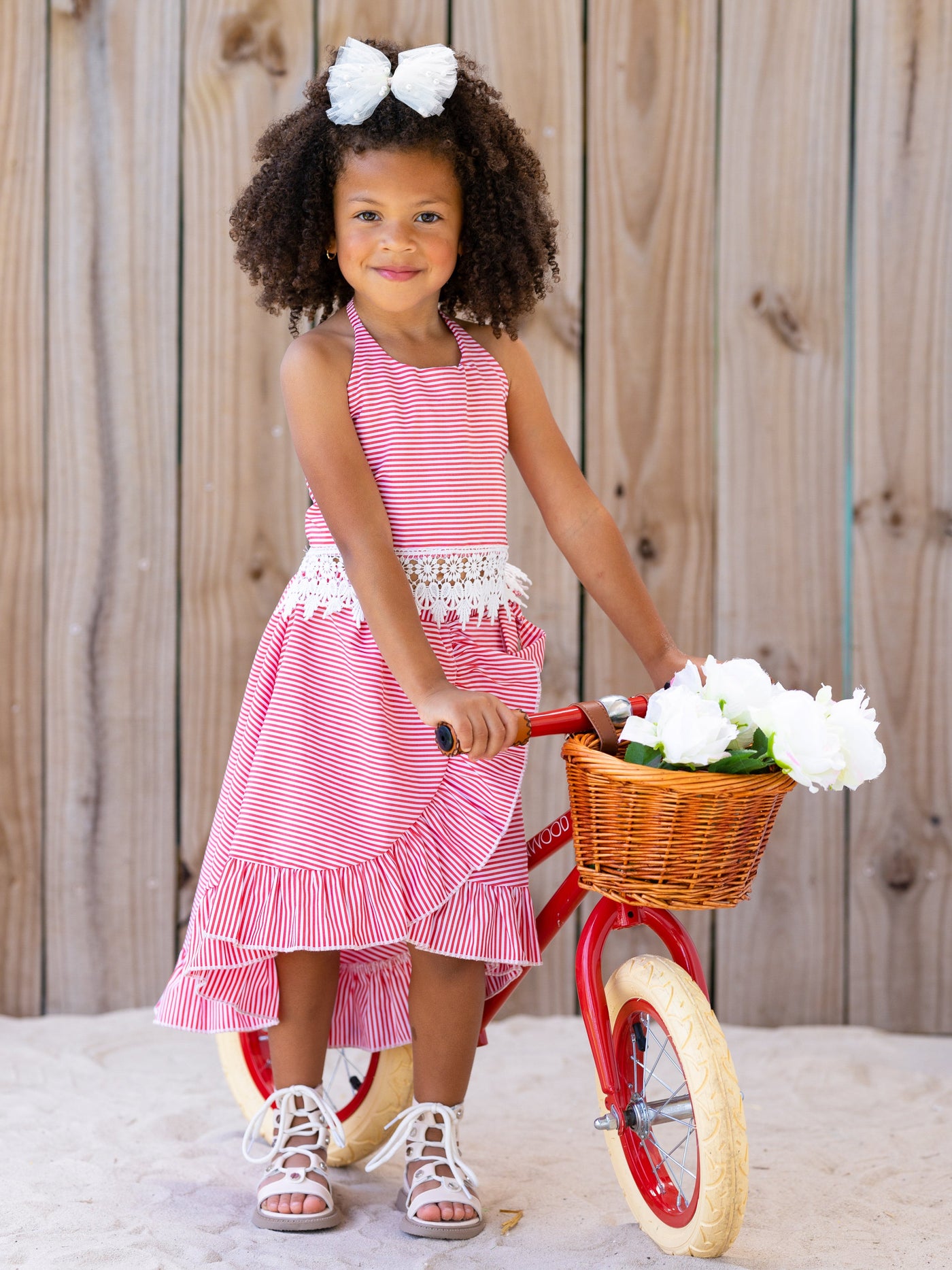 Baby Doll Red Stripe Crochet Hem Skirt Set