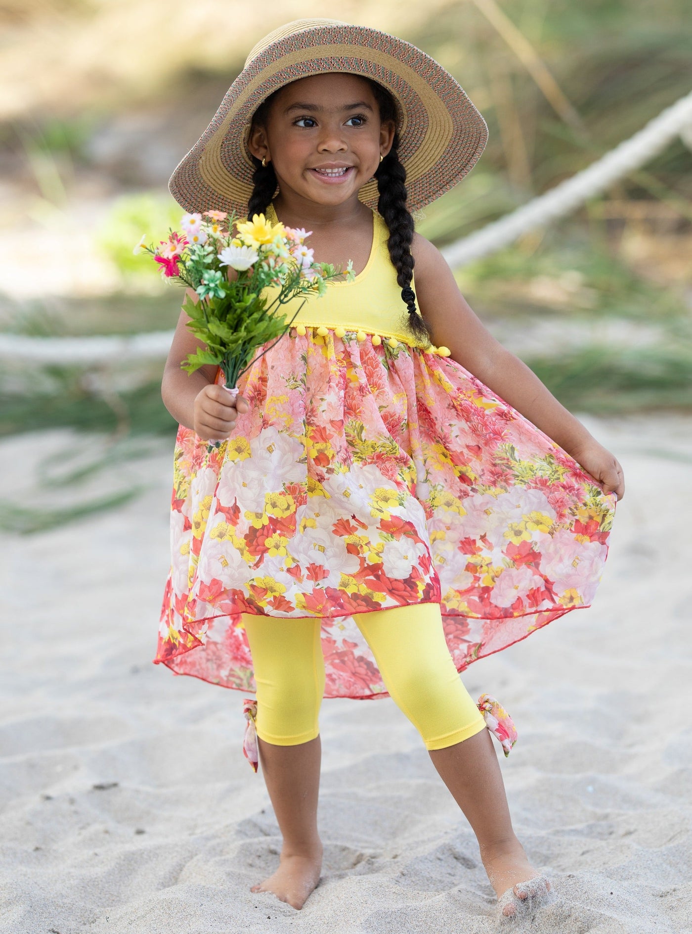Toddler Spring Outfits | Girls Tank Floral Hi-Lo Tunic & Legging Set