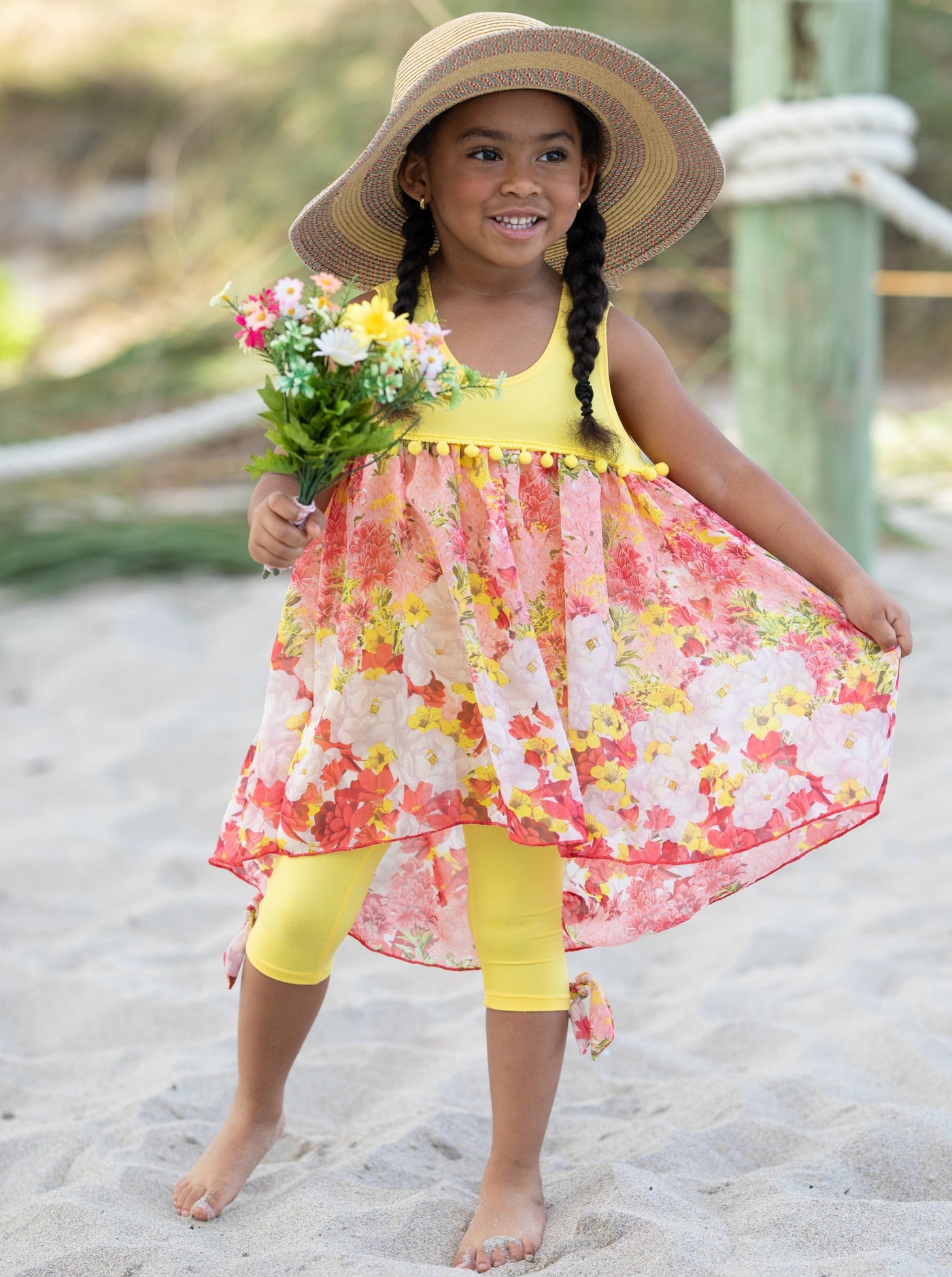 Toddler Spring Outfits | Girls Tank Floral Hi-Lo Tunic & Legging Set