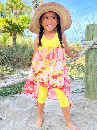 Toddler Spring Outfits | Girls Tank Floral Hi-Lo Tunic & Legging Set